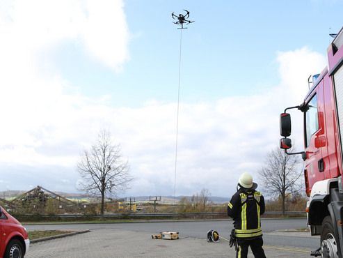 Firefighter operating an UAV powered by a TGS Avior