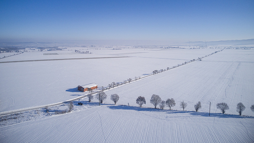 View from Holtensen in direction Northeim in snow