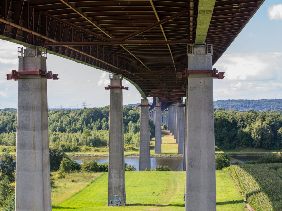 Rader Hochbrücke (BAB 7 in Germany) as seen from below
